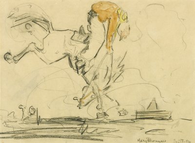 ブロンコ、1931年（織り紙に鉛筆とトイレ） 作： Mary Bonner